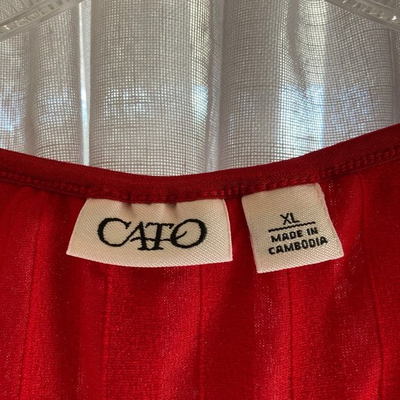 CATO Red Ruffle Tank Top Blouse - Size XL - Sleeveless with Stretch - Picture 6 of 7